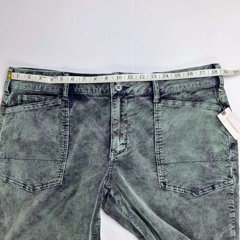 NWT Pilcro Anthropologie The Wanderer Corduroy Cargo Pants Light Green Casual 32 - Picture 7 of 16